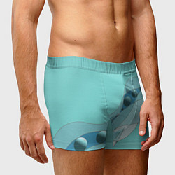 Трусы-боксеры мужские Голубая геометрическая абстракция Круги и сферы Го, цвет: 3D-принт — фото 2