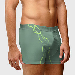 Трусы-боксеры мужские Абстрактные зеленые линии на фоне цвета хаки, цвет: 3D-принт — фото 2