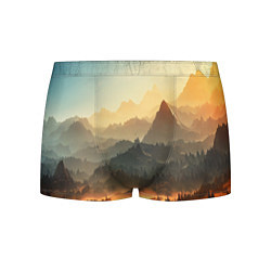 Трусы-боксеры мужские Рассвет в горах, пейзаж, цвет: 3D-принт