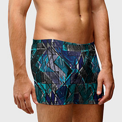 Трусы-боксеры мужские Сине - черная гранжевая абстракция, цвет: 3D-принт — фото 2