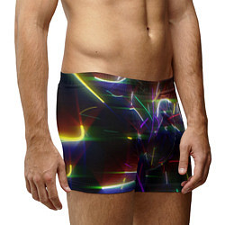 Трусы-боксеры мужские Разноцветные неоновые линии, цвет: 3D-принт — фото 2