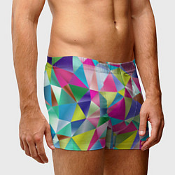 Трусы-боксеры мужские Радужные трехмерные треугольники, цвет: 3D-принт — фото 2