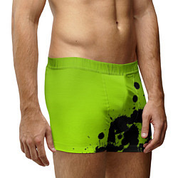 Трусы-боксеры мужские Чёрные кляксы на зелёном фоне, цвет: 3D-принт — фото 2