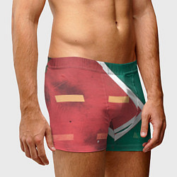 Трусы-боксеры мужские Абстрактная красная и зелёная поверхность с линиям, цвет: 3D-принт — фото 2