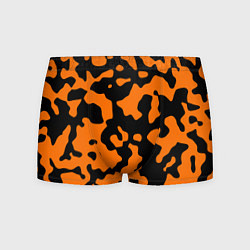 Трусы-боксеры мужские Чёрные абстрактные пятна на оранжевом фоне, цвет: 3D-принт