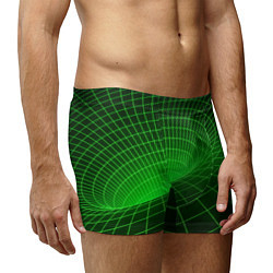 Трусы-боксеры мужские Зелёная неоновая чёрная дыра, цвет: 3D-принт — фото 2
