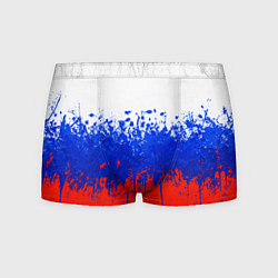 Трусы-боксеры мужские Флаг России с горизонтальными подтёками, цвет: 3D-принт