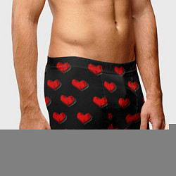 Трусы-боксеры мужские Красные сердца полигоны, цвет: 3D-принт — фото 2