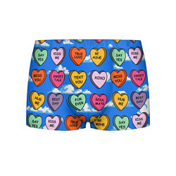 Трусы-боксеры мужские Валентинки конфетки сердечки с посланиями, цвет: 3D-принт