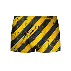 Трусы-боксеры мужские WARNING - желто-черные полосы, цвет: 3D-принт