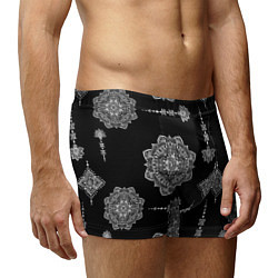 Трусы-боксеры мужские Паттерн с орнаментом мандалы на черном фоне, цвет: 3D-принт — фото 2