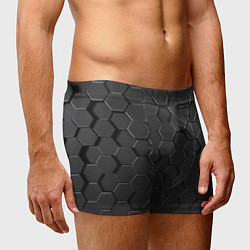 Трусы-боксеры мужские Abstraction hexagon grey, цвет: 3D-принт — фото 2
