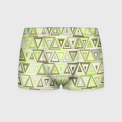 Трусы-боксеры мужские Геометрический светло-зелёный паттерн из треугольн, цвет: 3D-принт