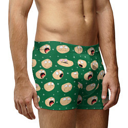 Трусы-боксеры мужские Картофелины с лицом кричат: мемы на зеленом фоне, цвет: 3D-принт — фото 2
