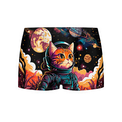 Трусы-боксеры мужские Милый котик из космоса, цвет: 3D-принт
