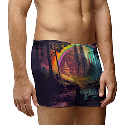 Трусы-боксеры мужские Неоновый лес с радугой, цвет: 3D-принт — фото 2