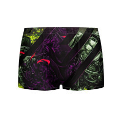 Трусы-боксеры мужские Фиолетовая текстура с зелеными вставками, цвет: 3D-принт