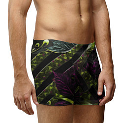 Трусы-боксеры мужские Темные фиолетовые и зеленые вставки, цвет: 3D-принт — фото 2