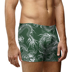 Трусы-боксеры мужские Татуировка дракона на зеленом фоне, цвет: 3D-принт — фото 2