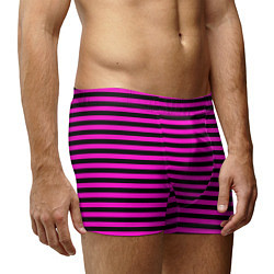 Трусы-боксеры мужские Черно-розовые Эмо полосы, цвет: 3D-принт — фото 2
