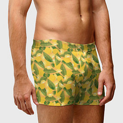 Трусы-боксеры мужские Летний паттерн с ананасами, цвет: 3D-принт — фото 2