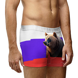 Трусы-боксеры мужские Медведь на флаге России, цвет: 3D-принт — фото 2