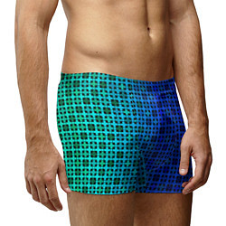 Трусы-боксеры мужские Сине-зеленый геометрический узор, цвет: 3D-принт — фото 2