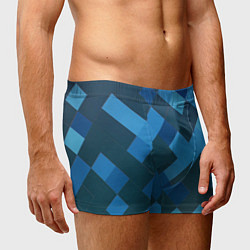 Трусы-боксеры мужские Синий прямоугольный паттерн, цвет: 3D-принт — фото 2