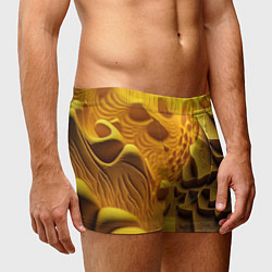 Трусы-боксеры мужские Желтая объемная абстракция, цвет: 3D-принт — фото 2