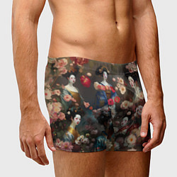 Трусы-боксеры мужские Гейша в цветах, цвет: 3D-принт — фото 2