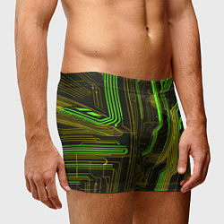 Трусы-боксеры мужские Кибер схема зелёная, цвет: 3D-принт — фото 2