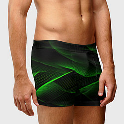 Трусы-боксеры мужские Зеленые абстрактные полосы, цвет: 3D-принт — фото 2