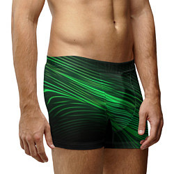 Трусы-боксеры мужские Green neon lines, цвет: 3D-принт — фото 2