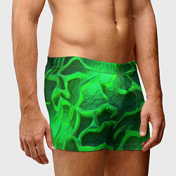 Трусы-боксеры мужские Объемные зеленые линии, цвет: 3D-принт — фото 2