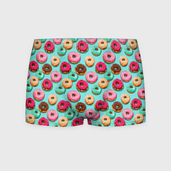 Трусы-боксеры мужские Разноцветные пончики паттерн, цвет: 3D-принт