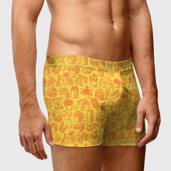 Трусы-боксеры мужские Фастфуд - жёлтый, цвет: 3D-принт — фото 2