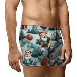 Трусы-боксеры мужские Рождественский узор с Санта Клаусами, цвет: 3D-принт — фото 2