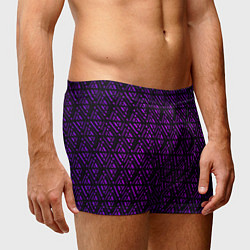 Трусы-боксеры мужские Фиолетовые ромбы на чёрном фоне, цвет: 3D-принт — фото 2