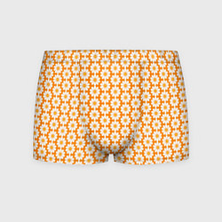Трусы-боксеры мужские Паттерн ромашки на оранжевом, цвет: 3D-принт