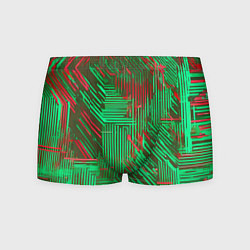 Трусы-боксеры мужские Киберпанк линии красные и зелёные, цвет: 3D-принт
