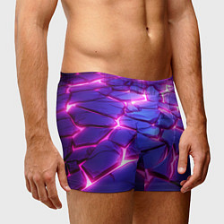 Трусы-боксеры мужские Неоновые фиолетовые камни со свечением, цвет: 3D-принт — фото 2
