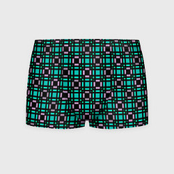Мужские трусы Зелено-сиреневый с черный клетчатый узор