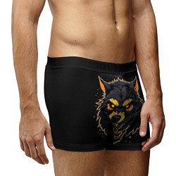 Трусы-боксеры мужские Волк чёрный хищник, цвет: 3D-принт — фото 2