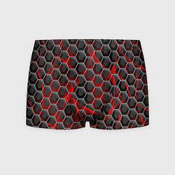 Трусы-боксеры мужские Красные узоры шестиугольник, цвет: 3D-принт