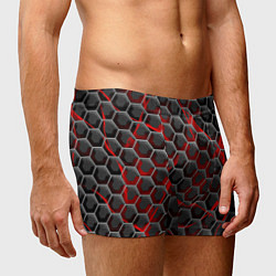 Трусы-боксеры мужские Красные узоры шестиугольник, цвет: 3D-принт — фото 2