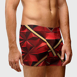 Трусы-боксеры мужские Золотые ленты на красном фоне, цвет: 3D-принт — фото 2