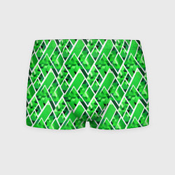 Трусы-боксеры мужские Зелёные треугольники и белые полосы, цвет: 3D-принт