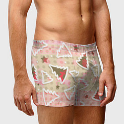 Трусы-боксеры мужские Розовые узоры ёлки, цвет: 3D-принт — фото 2