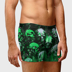 Трусы-боксеры мужские Зелёные черепа на зелёном фоне, цвет: 3D-принт — фото 2