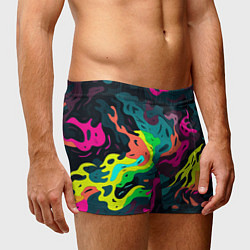 Трусы-боксеры мужские Яркие кислотные разноцветные пятна в виде камуфляж, цвет: 3D-принт — фото 2
